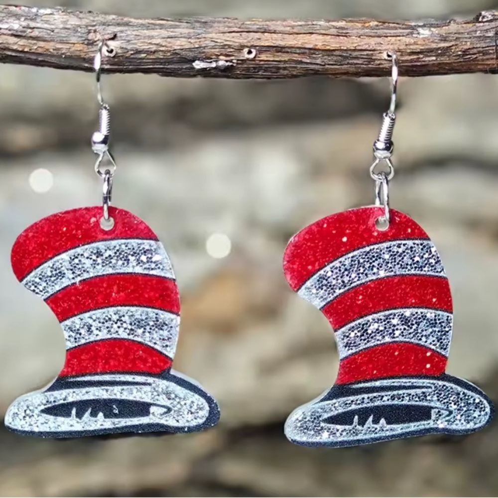 🎁🎁🎁3 for 12$🎁🎁🎁Fashion Jewelry Glittery Red and White Earrings